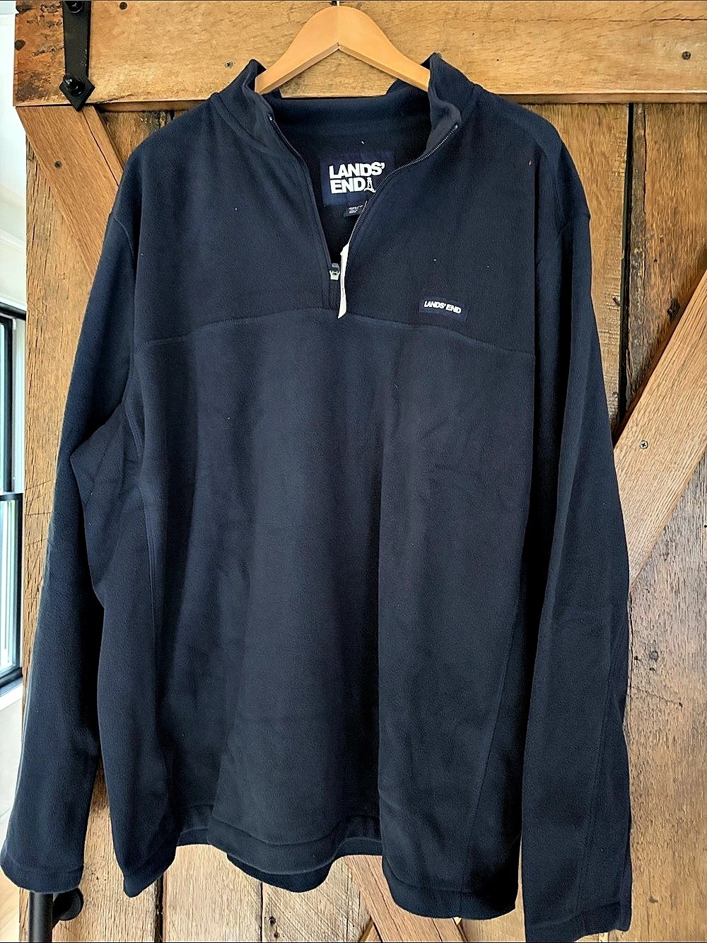 NWT Lands' End Men's Fleece Quarter Zip Pullover Radiant Navy 2XLT